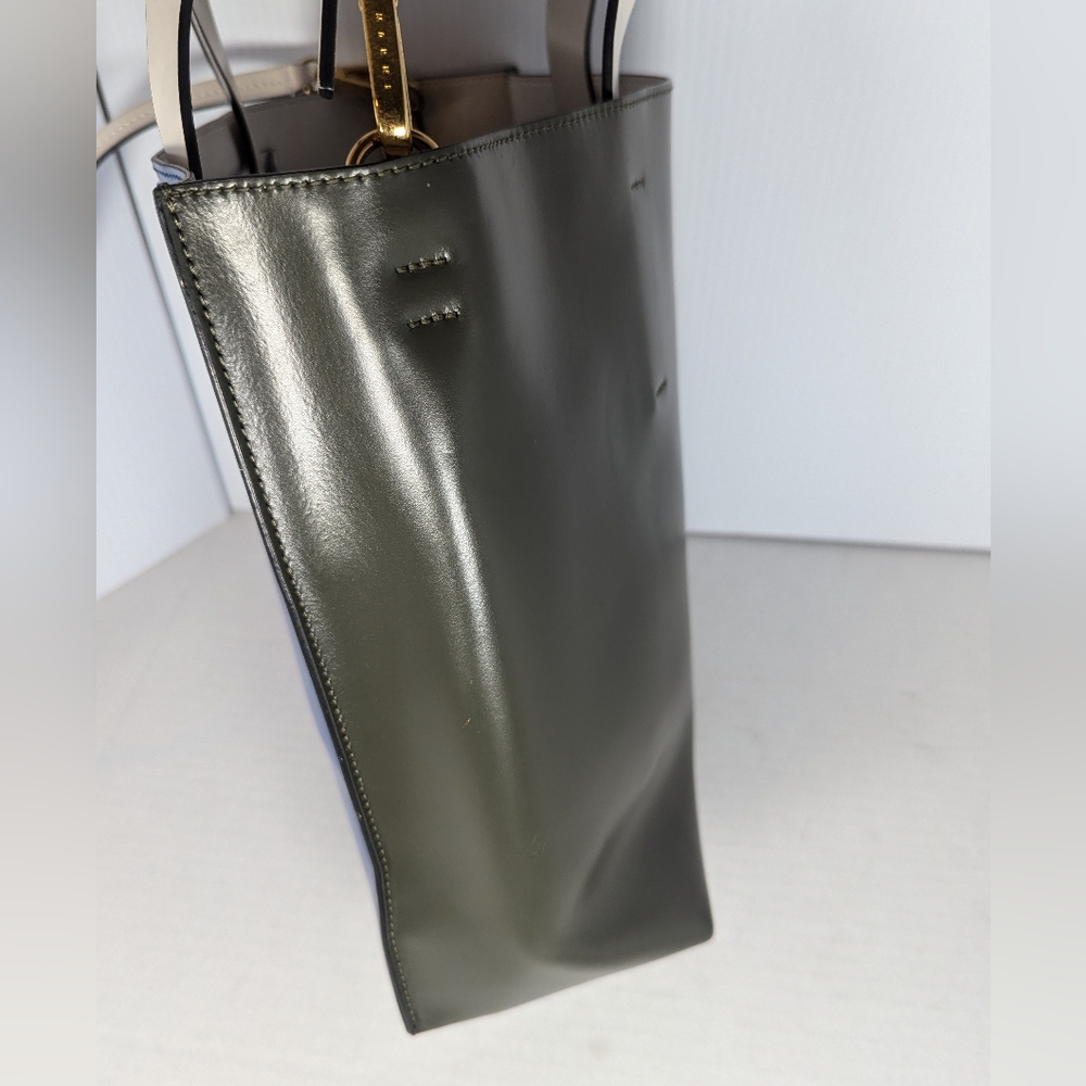 Marni Leather Colorblock olive green&blue &white Tote handbag - Picture 5 of 12